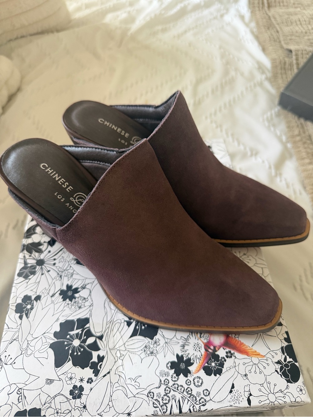 Chinese Laundry Dark Brown Pointed-Toe Suede Mules
